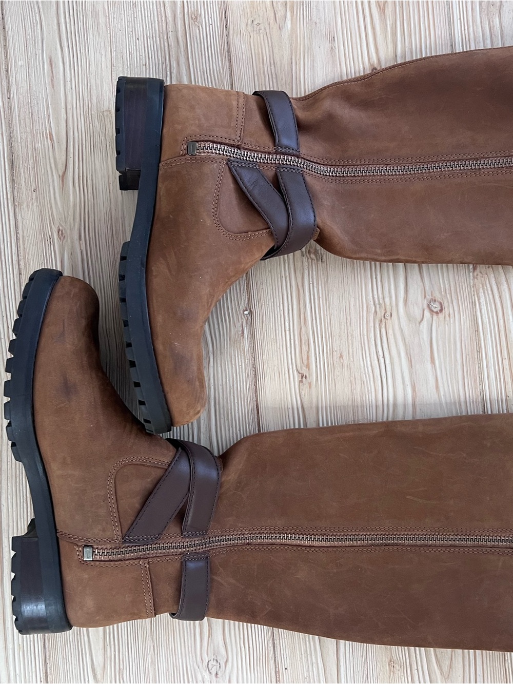 UGG Harrington Tall Boots Chestnut Suede Moto Riding Boots Women’s 8 - Picture 6 of 8
